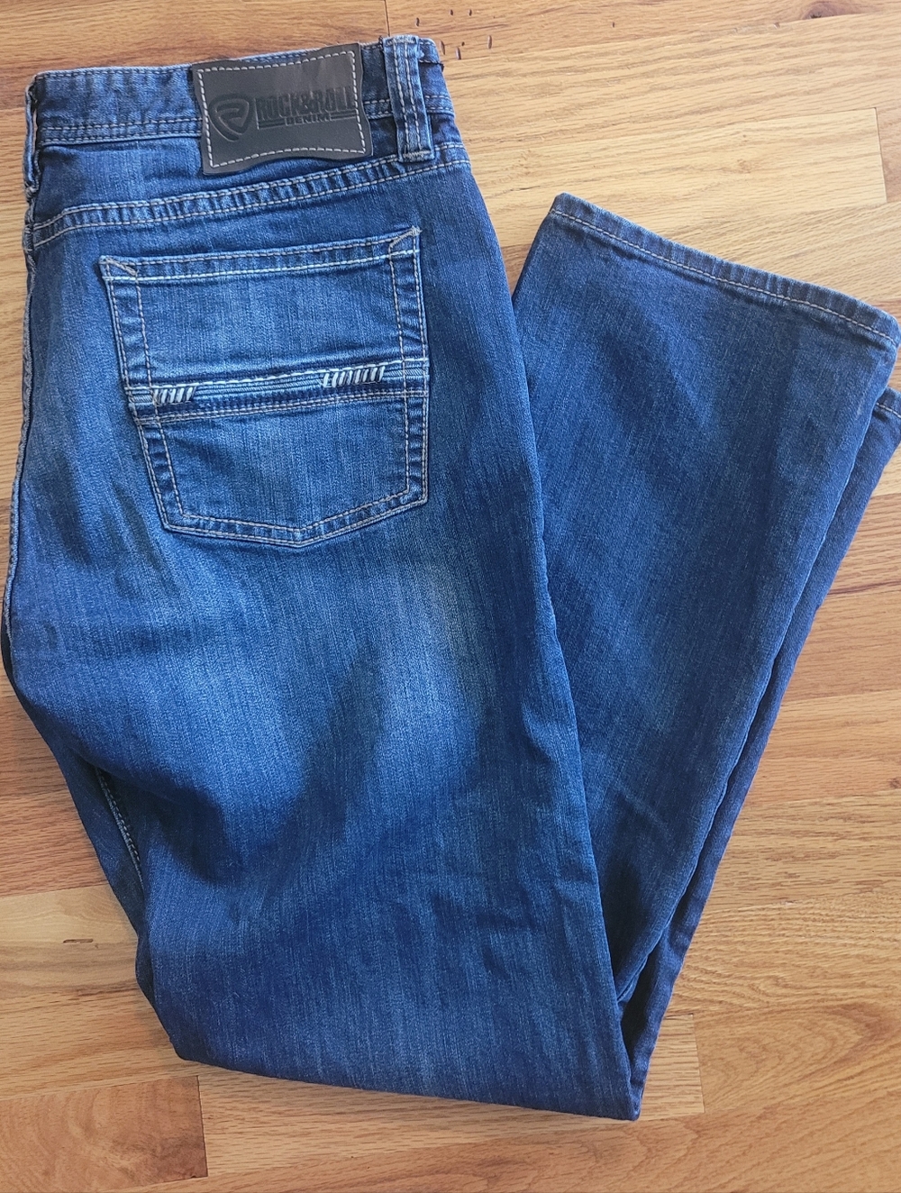 Rock & Roll Denim Jeans Revolver Straight Western Core Mens Size 38x34